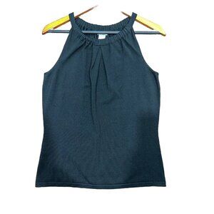 Ann Taylor  Black Pleated Sleeveless Stretch Tank Top Blouse Size M office